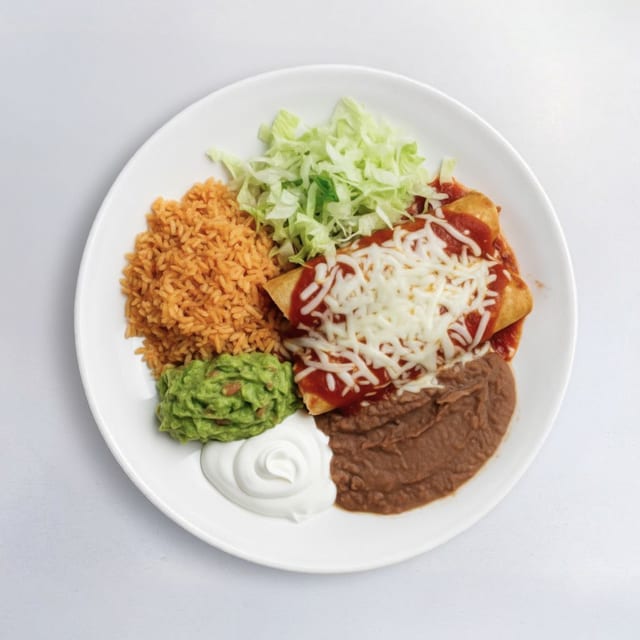 2 Enchiladas w/Meat Combo.