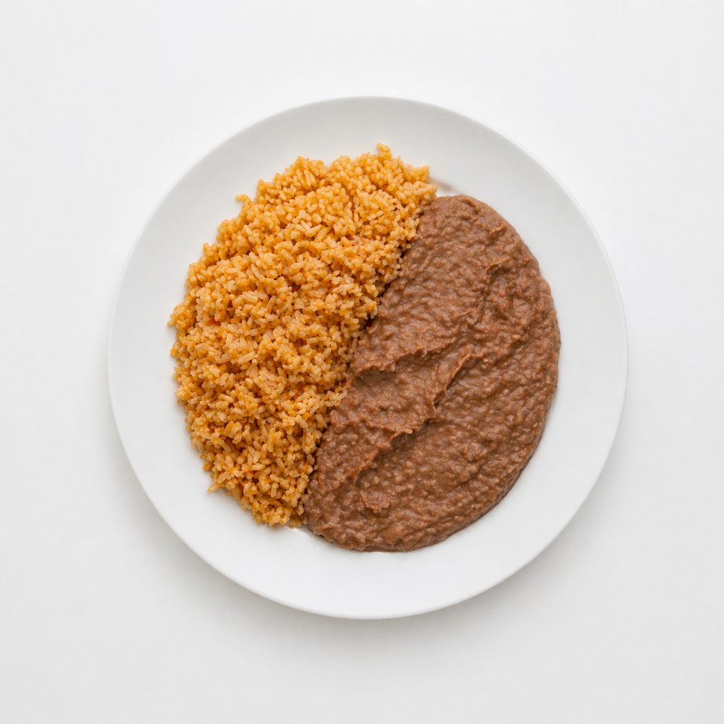 Plato De Arroz y Frijoles.